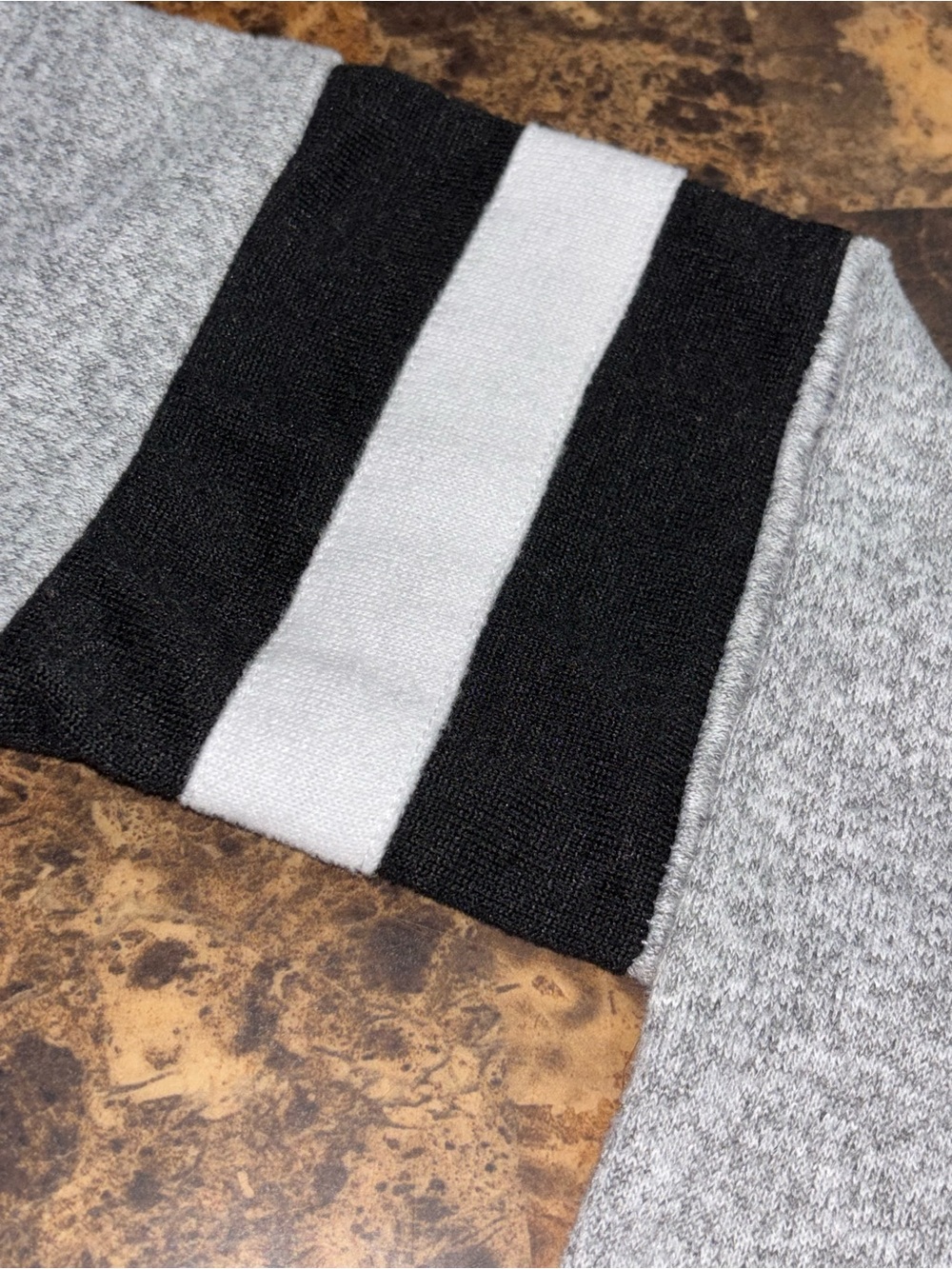 No Boundaries Gray Long-Sleeve Shirt with Black & White Sleeve Stripes - Picture 6 of 8